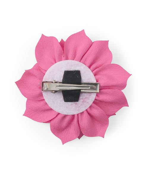 Flower Applique Alligator Clip- Dark Pink