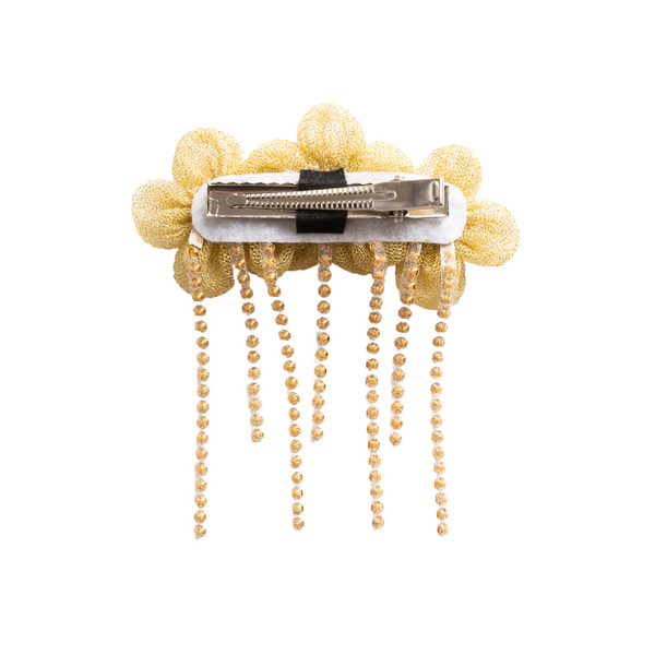 Tulle Three Flower Alligator Hair Clip- Golden