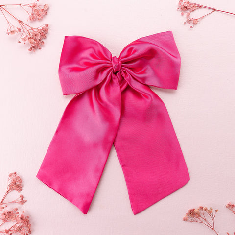 Oversized Satin Sailor Bow Alligator Clip- Pink