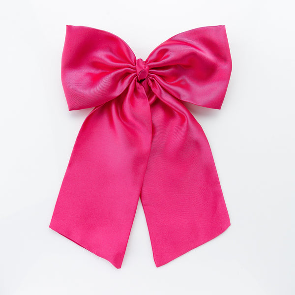 Oversized Satin Sailor Bow Alligator Clip- Pink