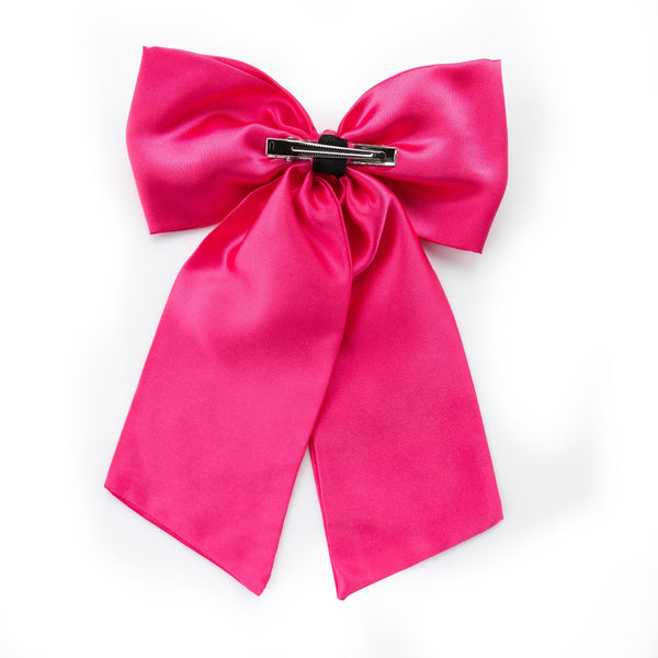 Oversized Satin Sailor Bow Alligator Clip- Pink