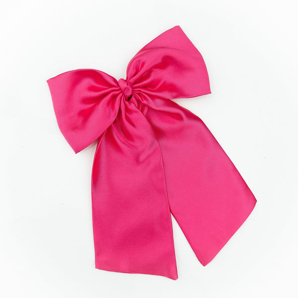 Oversized Satin Sailor Bow Alligator Clip- Pink