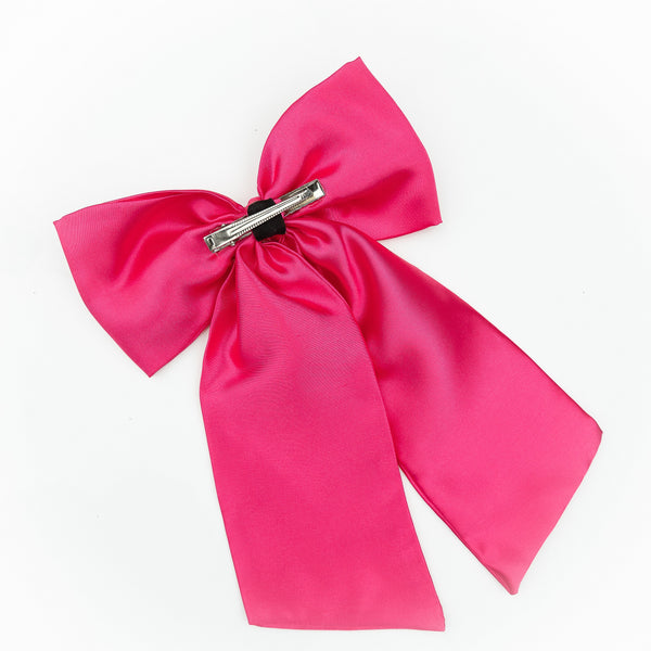 Oversized Satin Sailor Bow Alligator Clip- Pink