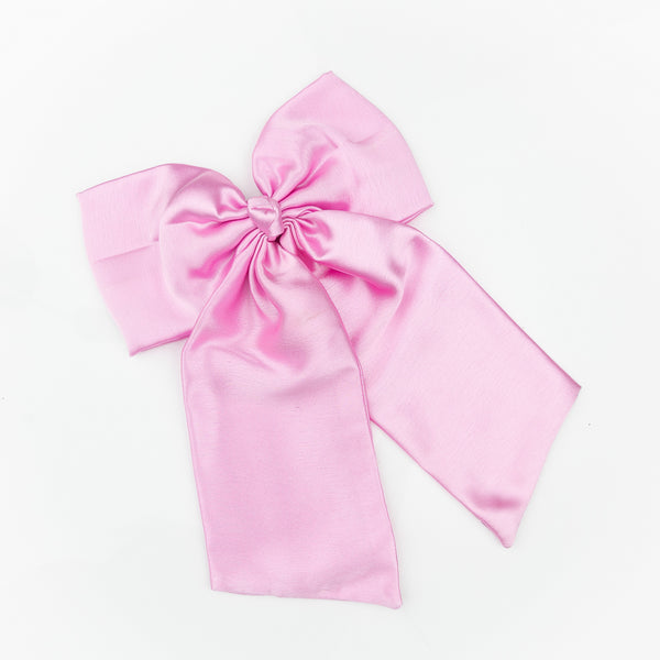 Oversized Satin Sailor Bow Alligator Clip- Light Pink