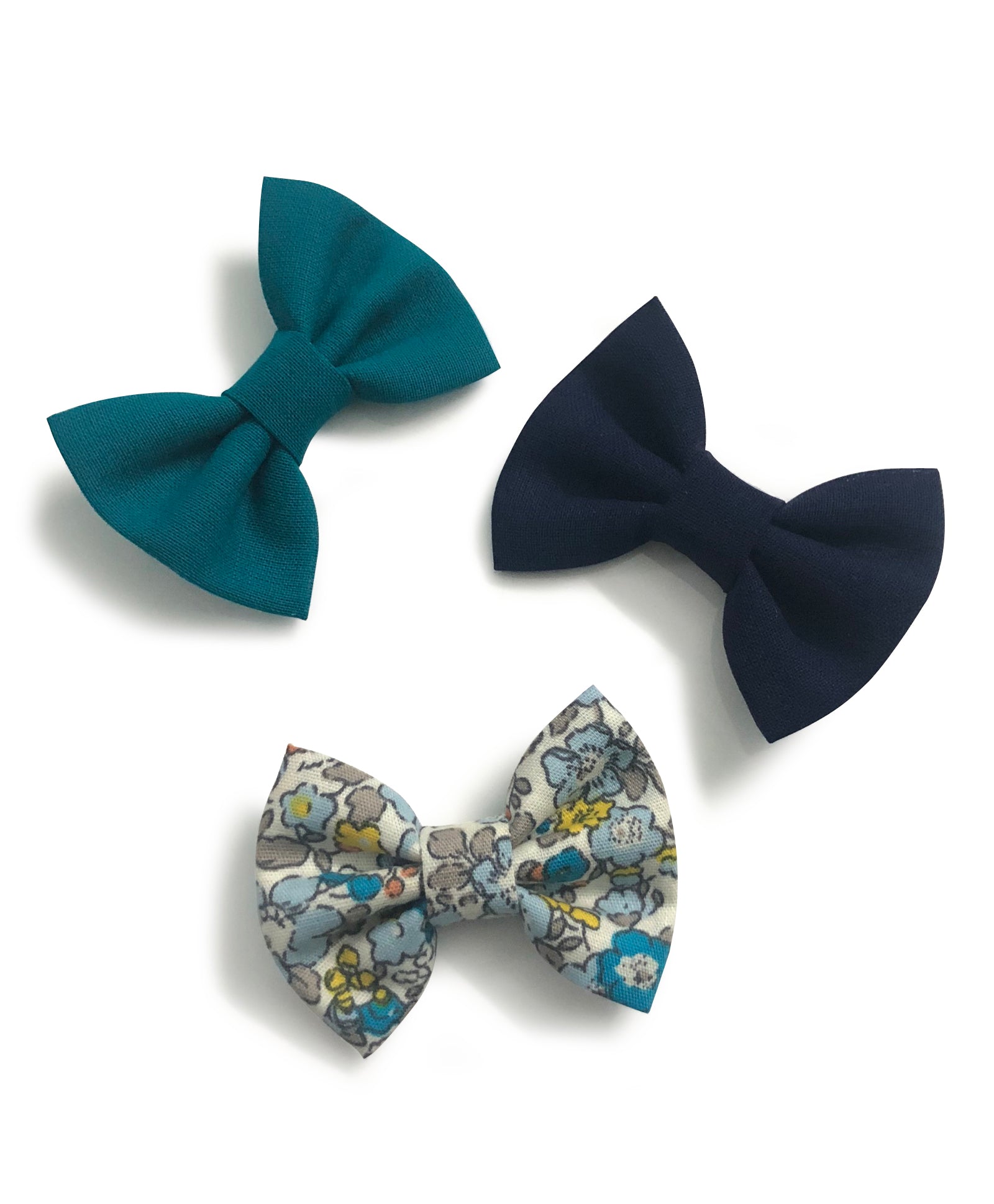 Mini Bow Alligator Clips - Blue