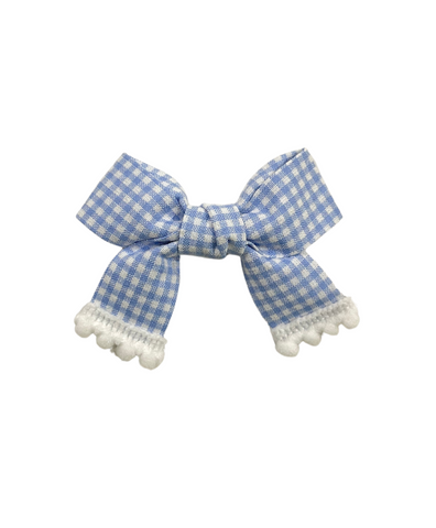 Checked Bow Alligator Clip - Blue