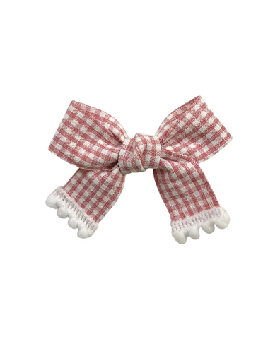 Checked Bow Alligator Clip - Orange