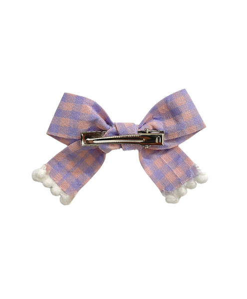 Checked Bow Alligator Clip - Purple