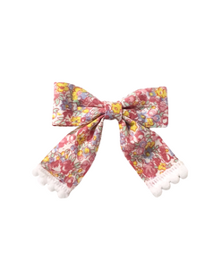 Floral Bow Alligator Clip - Light Pink