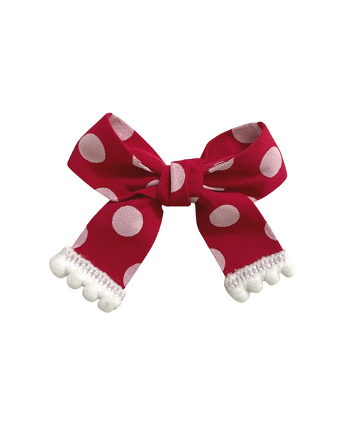 Polka Dot Print Bow Alligator Clip - Red