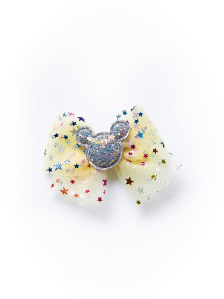 Kids Tulle Bow Alligator Hair Clip- Light Yellow