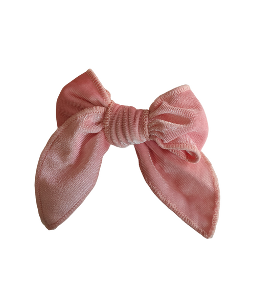 Velvet Knot Bow Alligator Hair Clip - Baby Pink