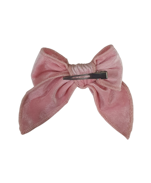 Velvet Knot Bow Alligator Hair Clip - Baby Pink