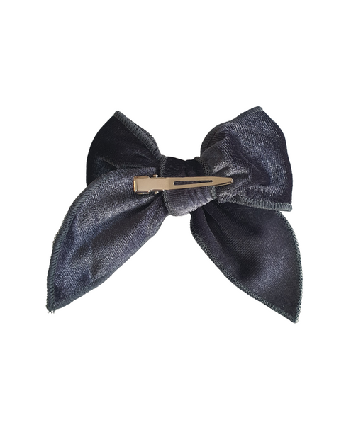 Velvet Knot Bow Alligator Hair Clip - Gray