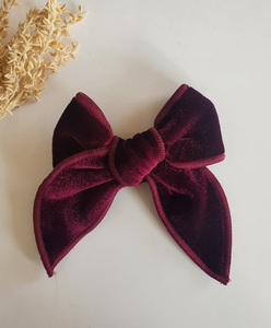 Velvet Knot Bow Alligator Hair Clip - Maroon