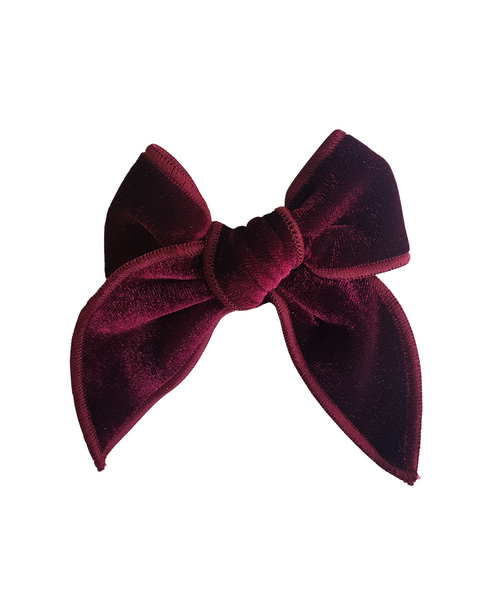 Velvet Knot Bow Alligator Hair Clip - Maroon