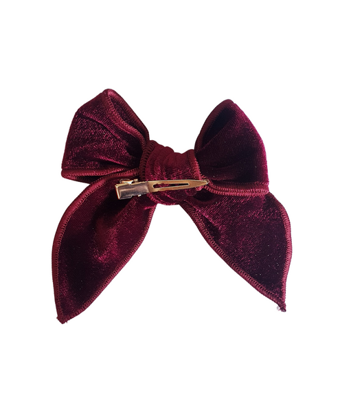 Velvet Knot Bow Alligator Hair Clip - Maroon