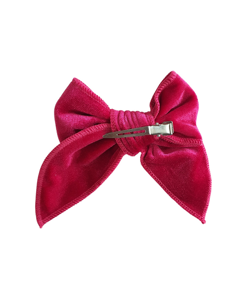 Velvet Knot Bow Alligator Hair Clip - Neon Pink