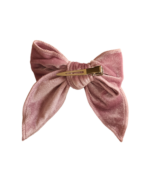 Velvet Knot Bow Alligator Hair Clip - Pink