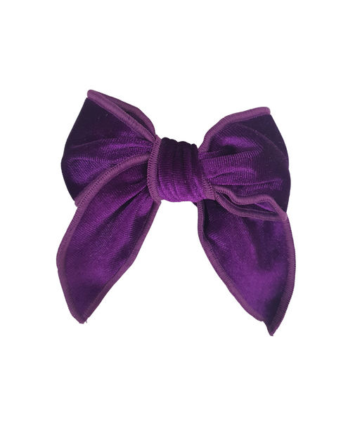 Velvet Knot Bow Alligator Hair Clip - Purple