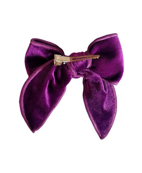 Velvet Knot Bow Alligator Hair Clip - Purple