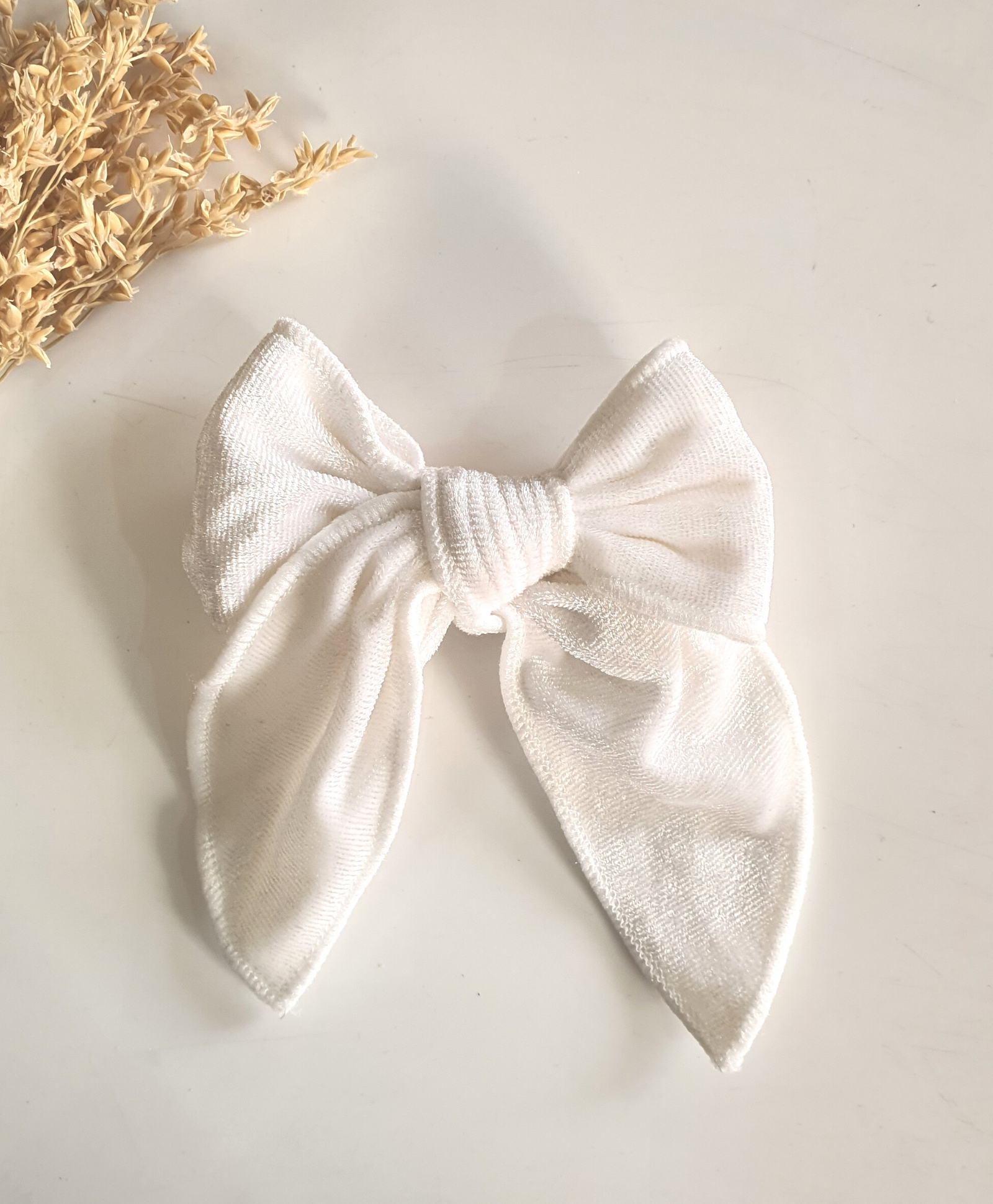 Velvet Knot Bow Alligator Hair Clip - White