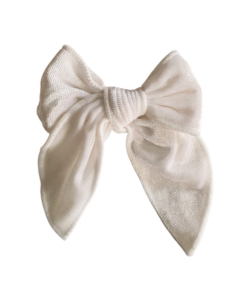 Velvet Knot Bow Alligator Hair Clip - White