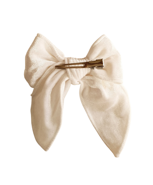 Velvet Knot Bow Alligator Hair Clip - White