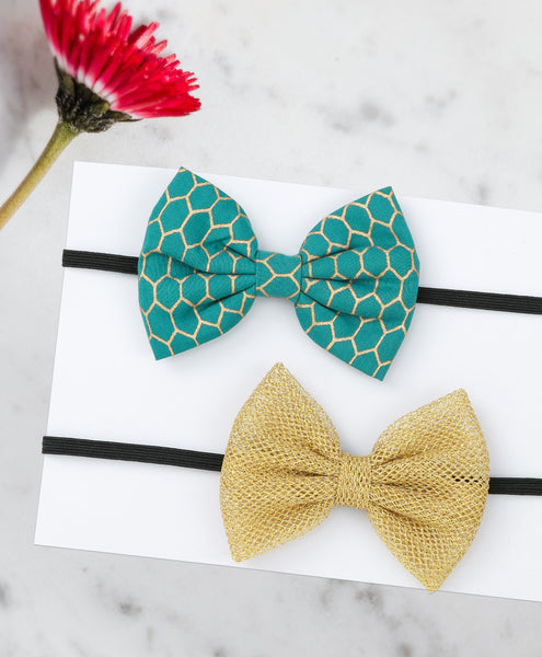 Ethnic Bow Headband Set - Golden