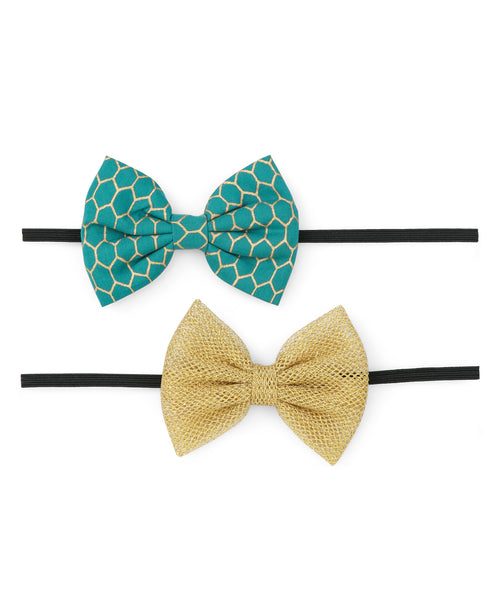 Ethnic Bow Headband Set - Golden