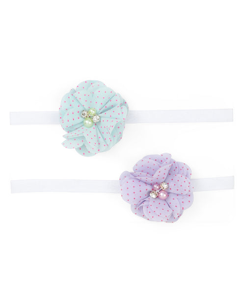 Flower Headband Set - Light Blue & Purple