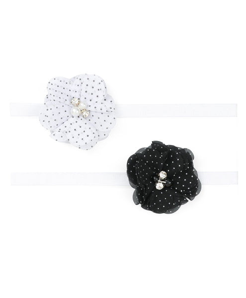 Flower Headband Set - White & Black