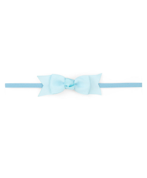 Mini Knot Bow Headband Set - Dark Pink, Grey & Light Blue