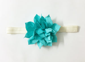 Flower Applique Headband - Light Blue