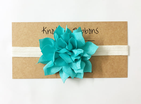 Flower Applique Headband - Light Blue