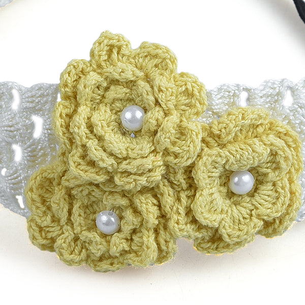 Handmade Crochet Headband With Crochet Flowers - Yellow