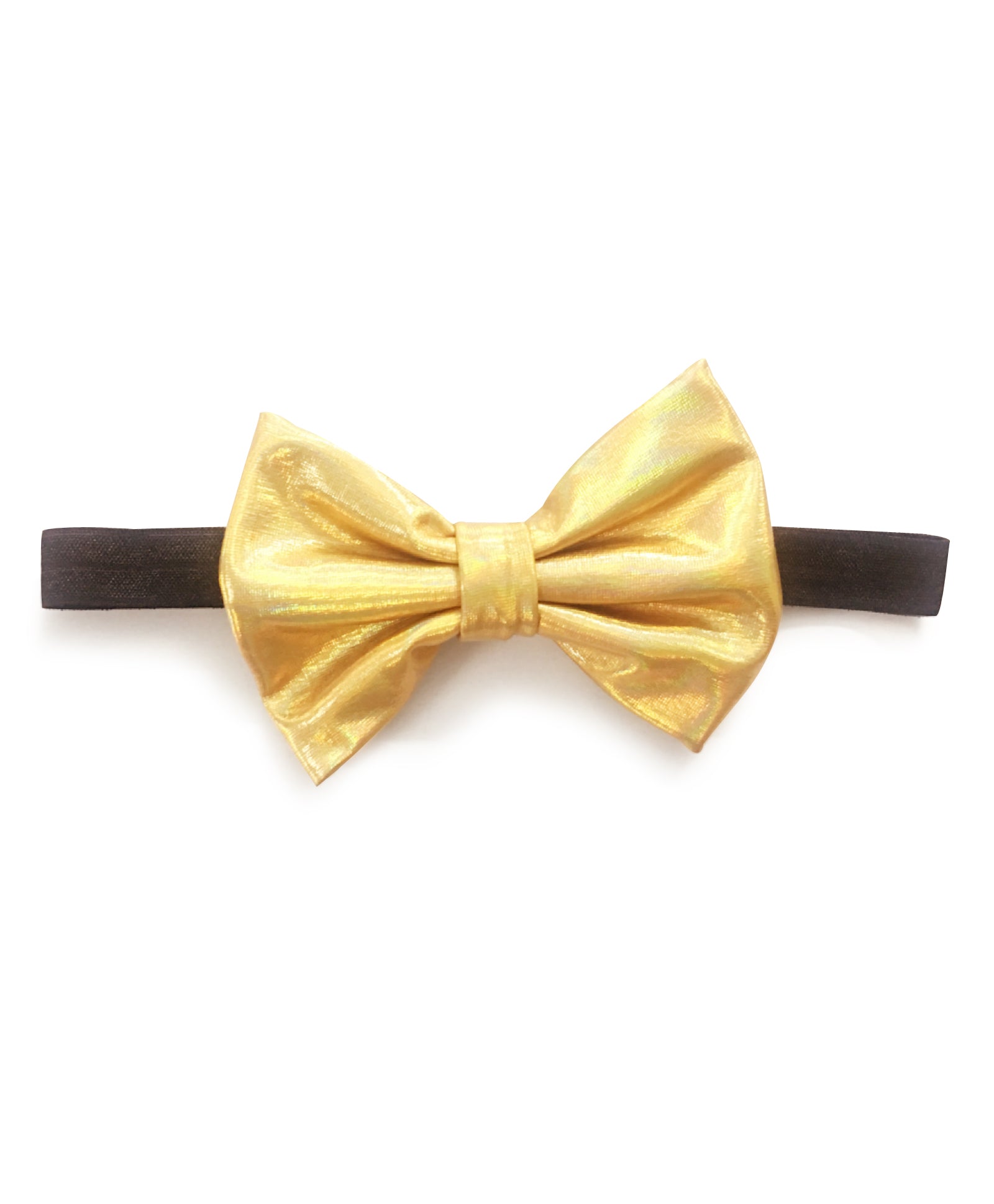 Big Leather Bow Headband - Golden