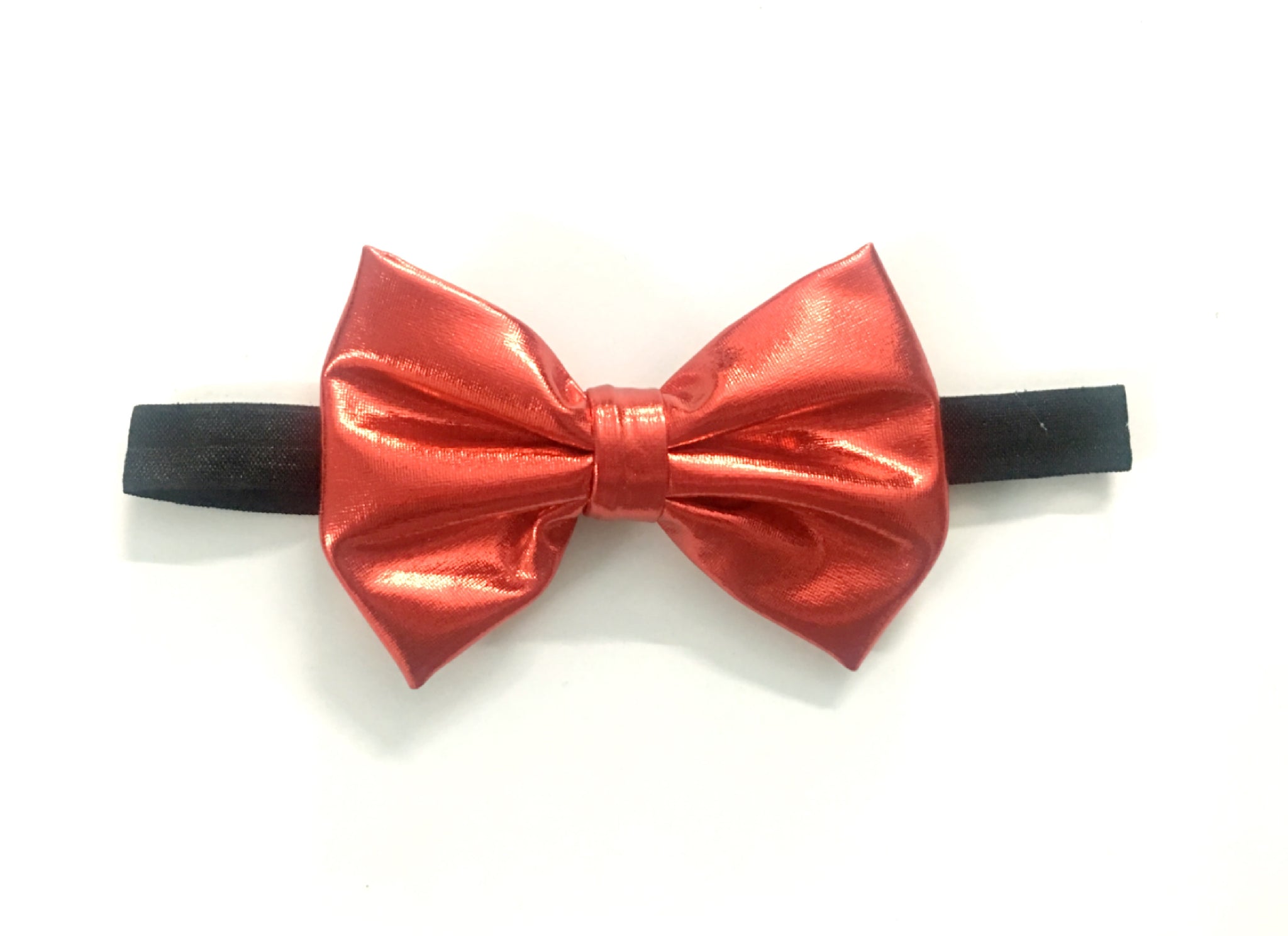 Big Leather Bow Headband - Red