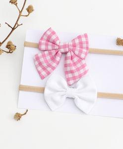 Petite Headband Set - Pink & White