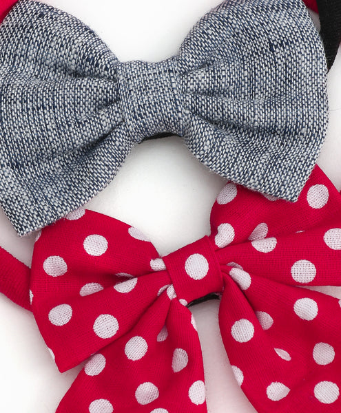 Petite Headband Set - Red & Grey