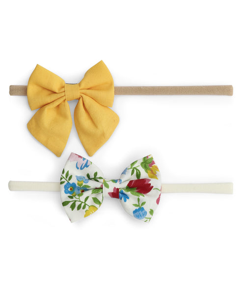 Petite Bow Set Headbands (Set of 2) - Yellow & Floral