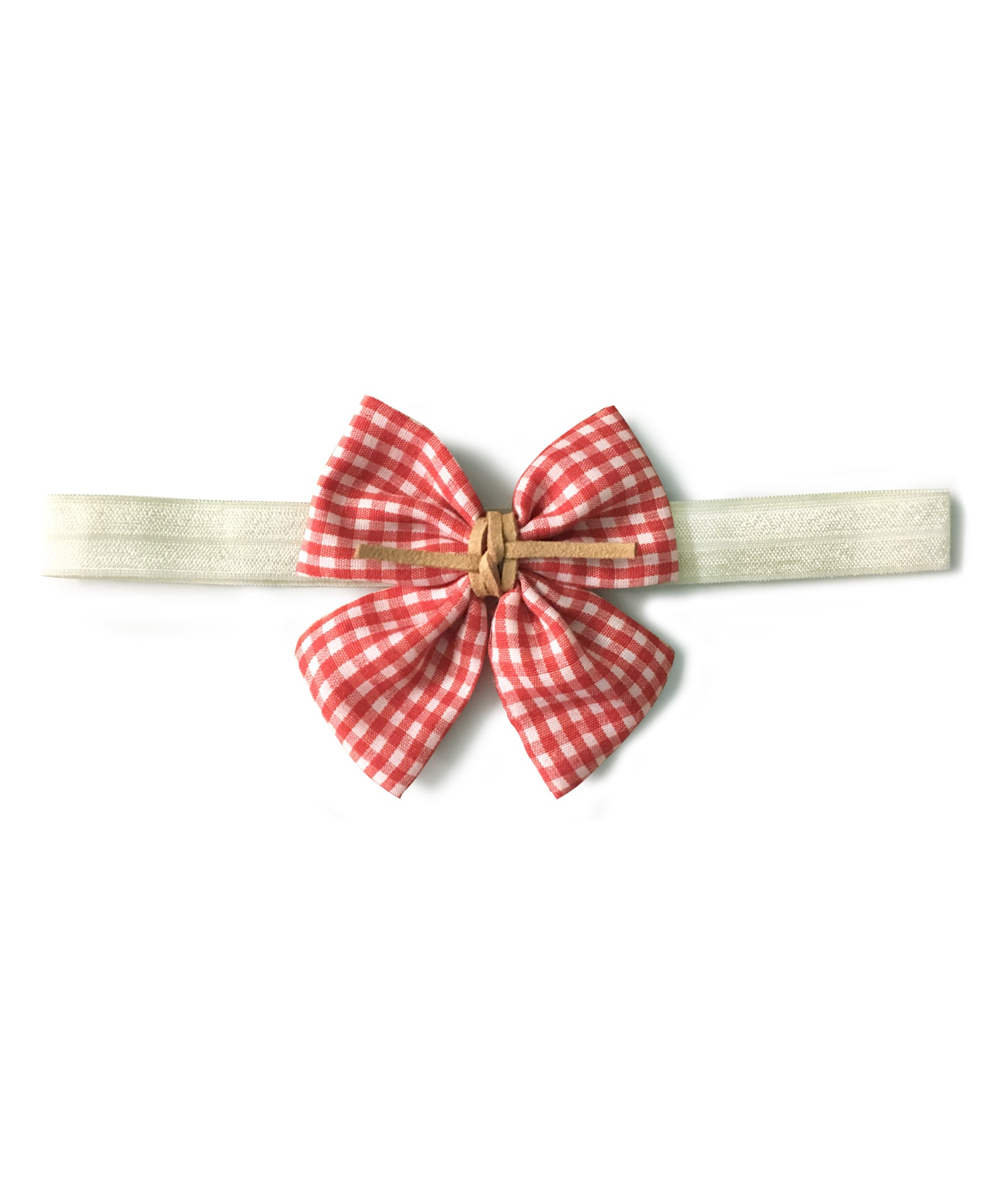 Checks Sailor Bow Applique Headband - Red