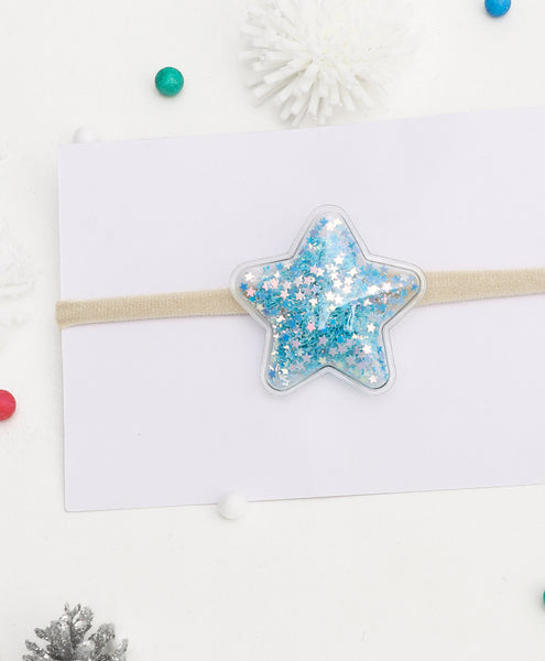 Sequin Star Headband - Light Blue