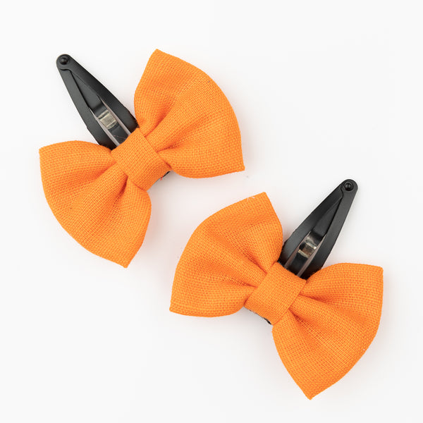 Solid Bow Hair Clip Set- Orange