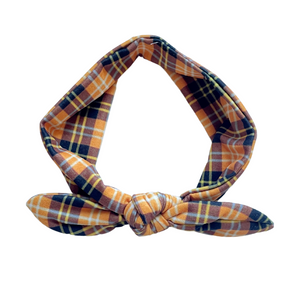 Checkered Halloween Headwrap- Black & Orange