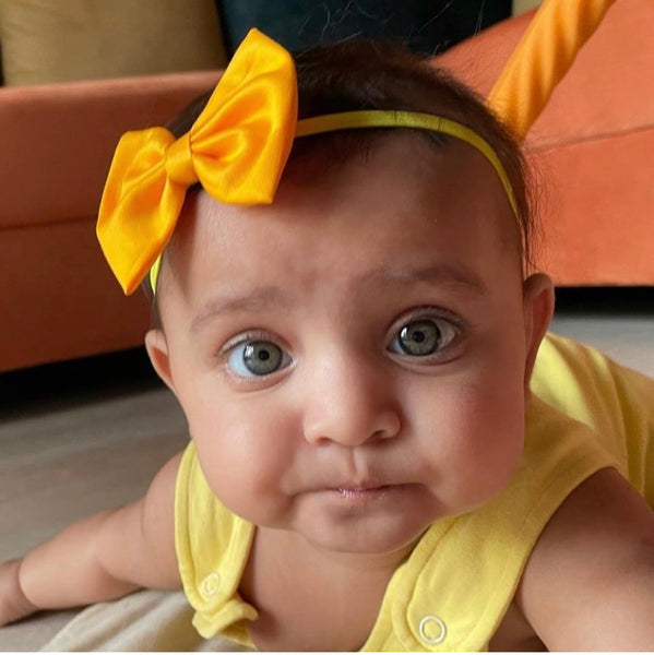 Floral Bow Headband Set - Yellow