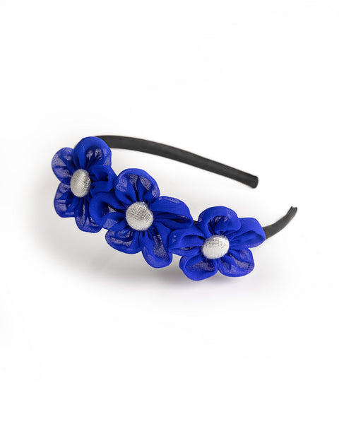 Handmade Chiffon Four Flower Headband - Dark Blue