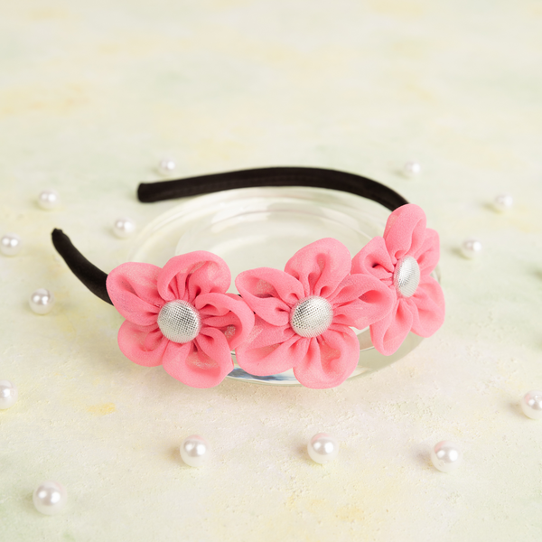 Handmade Chiffon Four Flower Headband - Light Pink