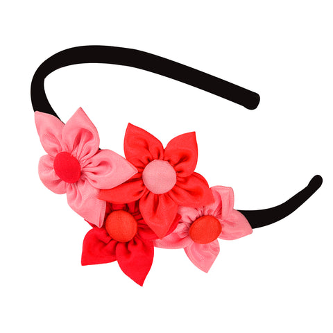 Handmade Four Flower Bunch Hair Band - Pink