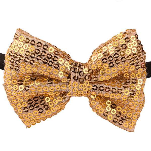 Sequinned Bow Hair Band - Golden